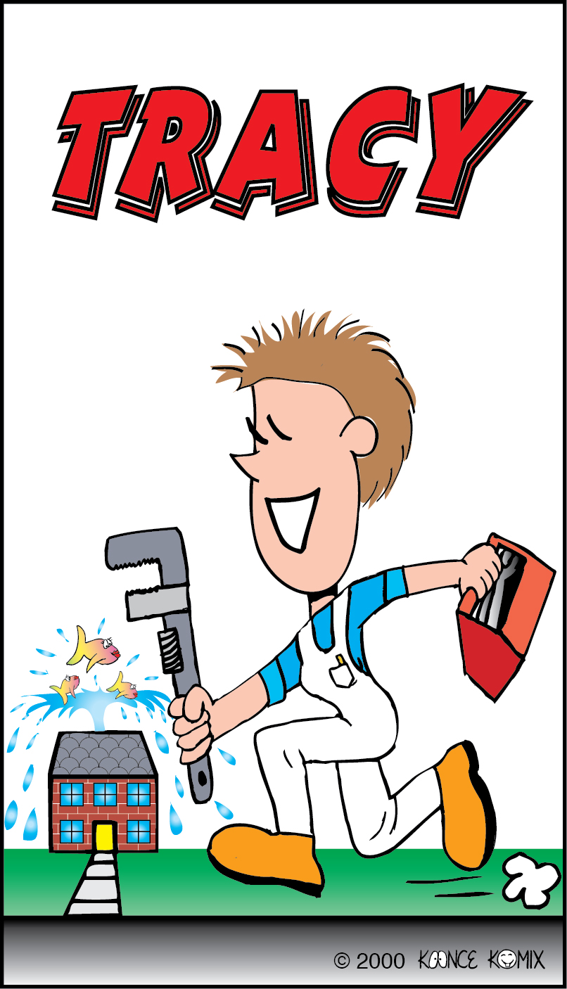 Plumber, Chris, Koonce, Personalized, Art, Family, Artist, Cartoon, Label, Gift, kcfunart
