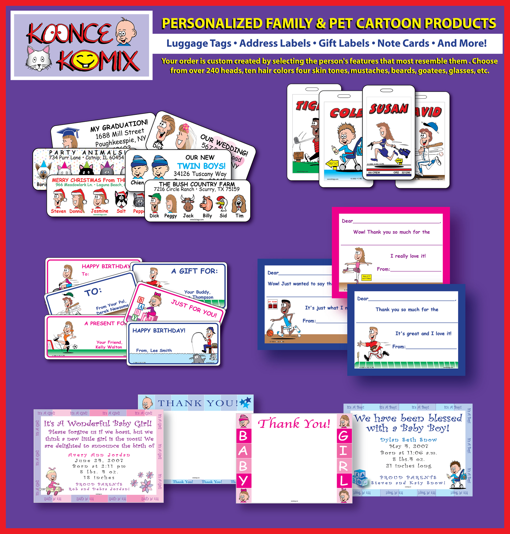Personalized catroon gifts and products family